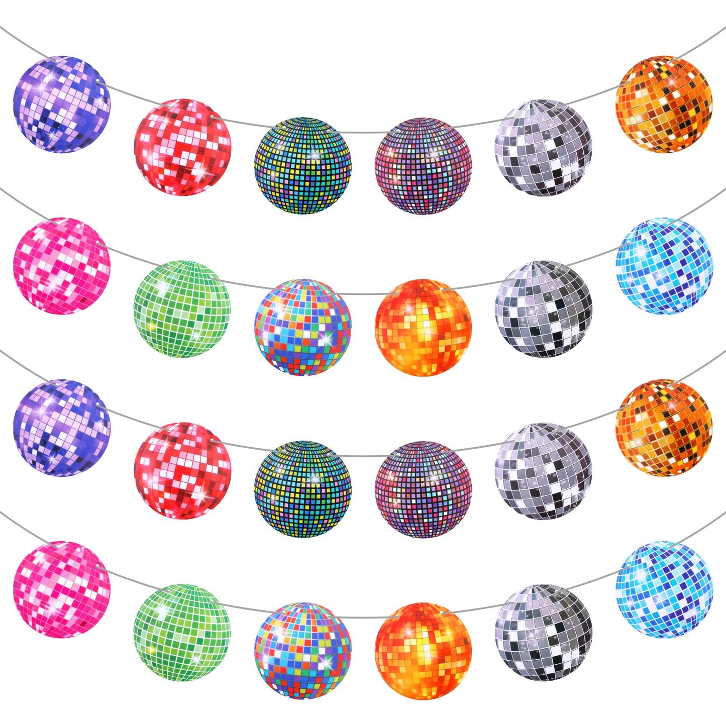 WJIAAA A Disco Decoration, Set of 2 Glitter Disco Ball Decoration Party Garland, Ideal for Birthday 70s 80s 90s Theme Party Decorations