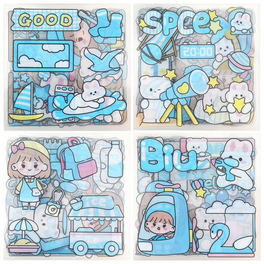 Amaxiu 100 Sheets Cute Cartoon Stickers Set, Waterproof Transparent Kawaii Sticker Decorative Decals Kid's Stickers Set for Phone Cases Laptops DIY Crafts Scrapbook Journal Notebook