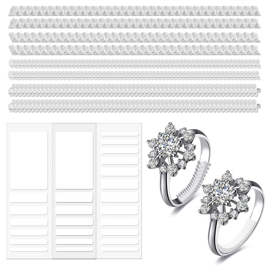 Amaxiu Invisible Ring Sizer Adjuster for Loose Rings, 46 Pcs Spiral Ring Adjusters Fit Wide Rings 4 Styles Jewelry Tightener Spacer Ring Guards Resizer Tightener for Women Men(Transparent, White)