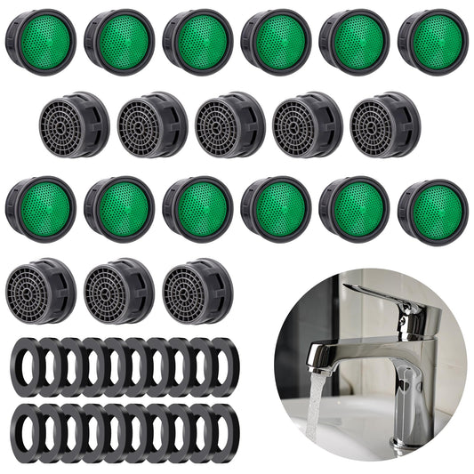 Amaxiu Faucet Aerators, 20PCS Faucet Aerator Replacement Parts with Gasket Faucet Cache Aerators Flow Restrictor Filter Insert Water Saving Sink Flow Limiter Accessories for Bathroom Kitchen