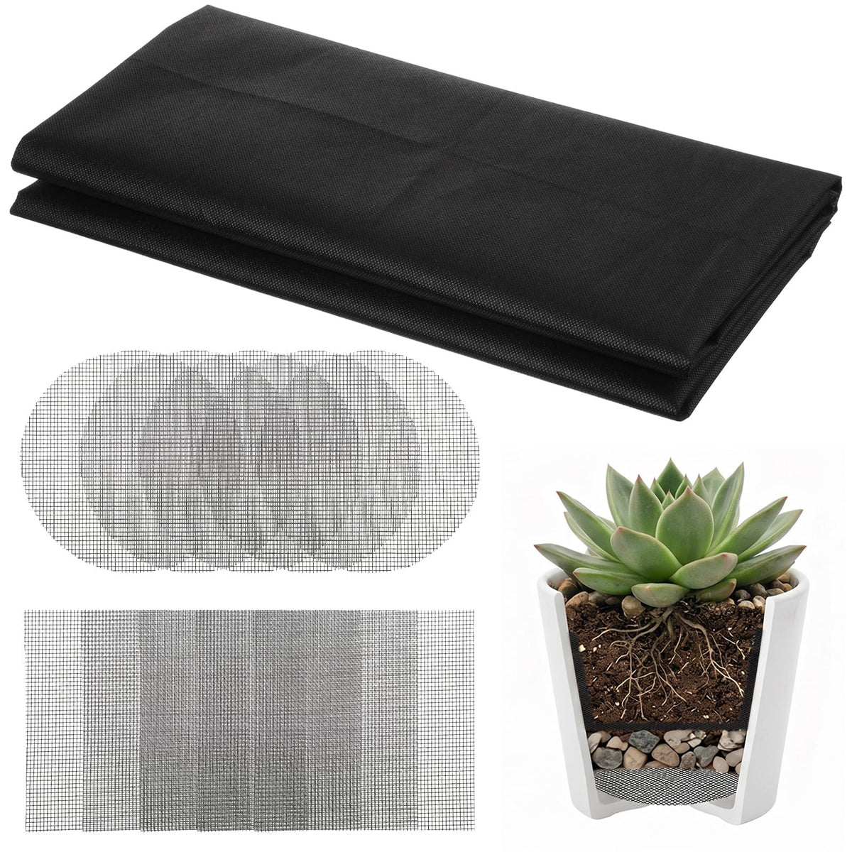 XLIUAX Filter fleece for plant pots, cuttable plush with 6 drainage grids