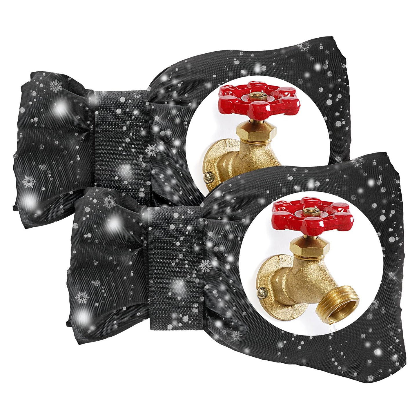 TIESOME Outdoor Faucet Covers for Winter, Reusable High Faucet Insulation Cover Outside Faucet Socks Cold Weather External Faucet Bib Cover Pipe Anti-Freezing Protector 2 Pack 8.3x6in Black