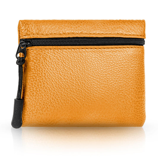 Andibro Vegan Leather Coin Purse, Coin Pouch for Women, Small Change Purse Credit Card Pouch Change Holder Coin Bag with Zip (Yellow)