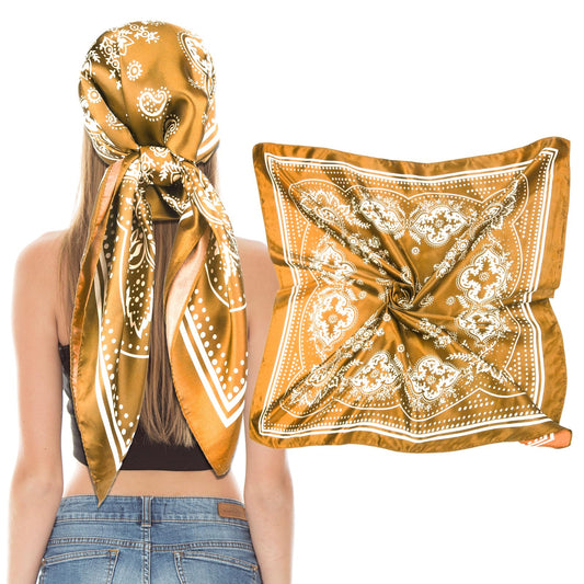 Giantree Women Square Satin Head Scarves Satin Scarf, 35" Large Soft Square Satin Scarf Bandana Scarf Satin Women's Scarves Neck Headscarf Decoration Headwear Gift for Women
