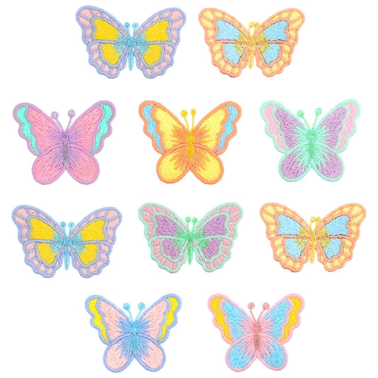 TIESOME 10Pcs Butterfly Fabric Applique Patches, Sew On Clothing Repair Patches Decorative Embroidered Patches Aesthetic Butterfly Patches DIY Accessories for Clothes Backpacks Hat Jeans Jacket