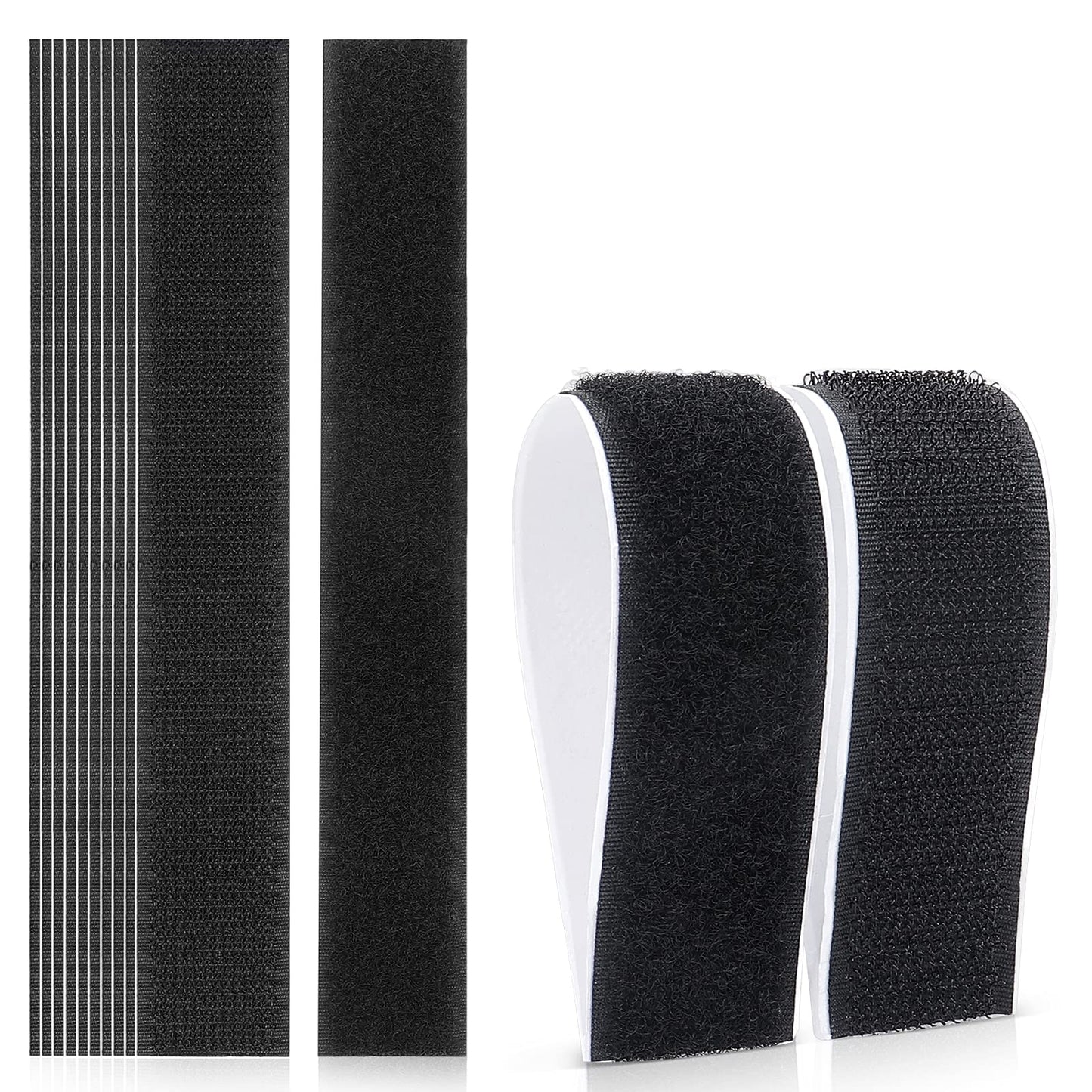 Molain Adhesive Hook Loop Strips, 1 X 7 Inch Heavy Duty Double Sided Strips 10 Pieces Fastener Tape for Mounting Hanging, Organizing Items Indoors or Outdoors