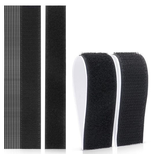 Molain Adhesive Hook Loop Strips, 1 X 7 Inch Heavy Duty Double Sided Strips 10 Pieces Fastener Tape for Mounting Hanging, Organizing Items Indoors or Outdoors