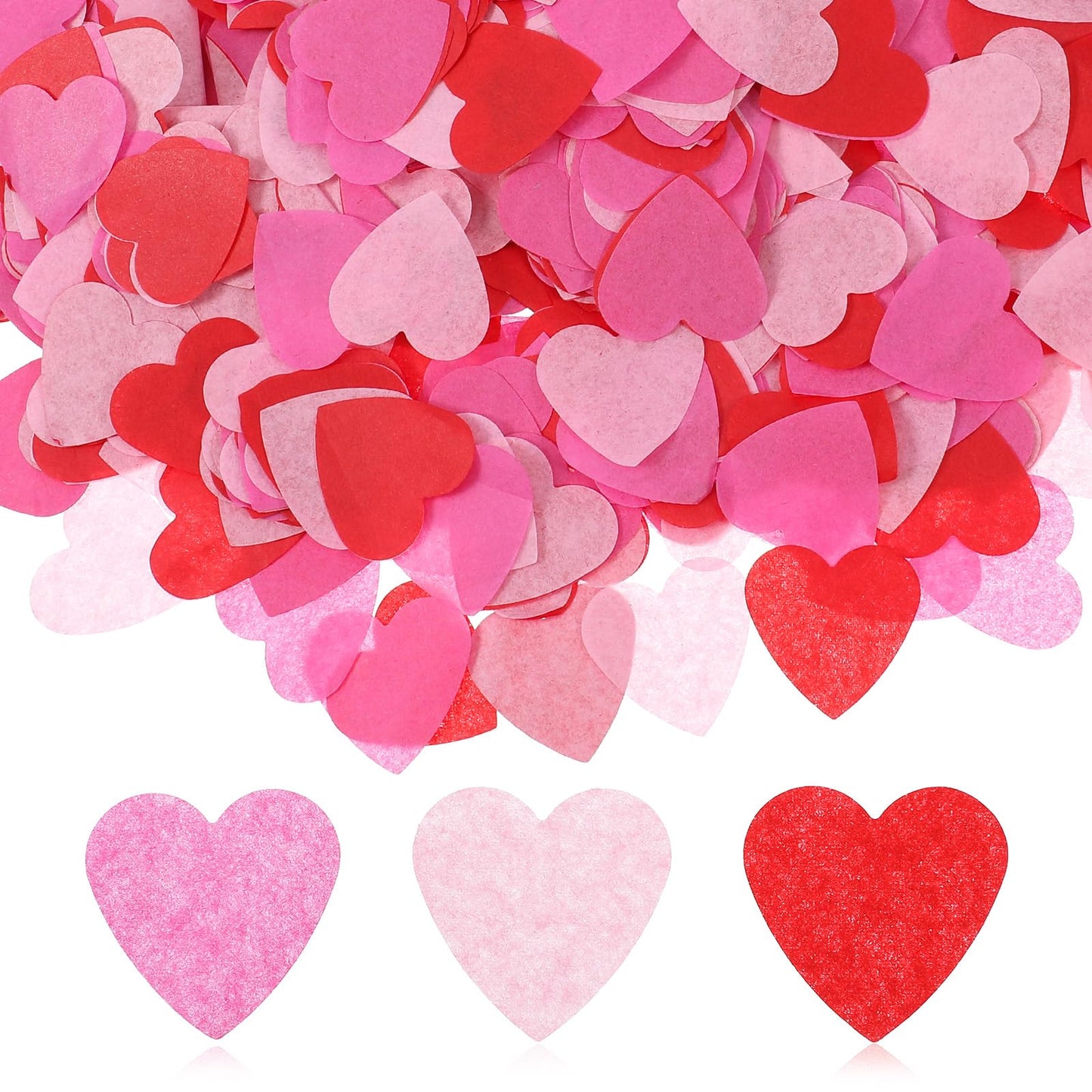 XLIUAX Pack of 10,000 Confetti Wedding, Biodegradable Heart Confetti, 100 g Romantic Confetti Wedding for Valentine's Day, Christmas, Anniversary, Birthday Table Decoration (Pink, Rose, Red)