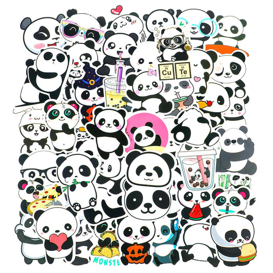 Molain 100 PCS Panda Stickers, Waterproof Vinyl Panda Scrapbook Sticker Decal Panda Party Decorations Cute Cartoon Stickers for Water Bottle, Laptop, Scrapbooking, Skateboard, Car, Luggage, Helmet