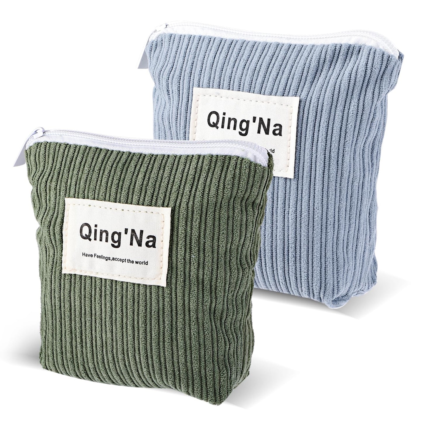 cobee Sanitary Napkin Storage Bags, 2pcs Pad Holder Period Pouch Portable Menstrual Pouch Sanitary Storage Pad with Zipper Tampons Collect Bags Toiletry Bag for Women Girls(Blue, Green)