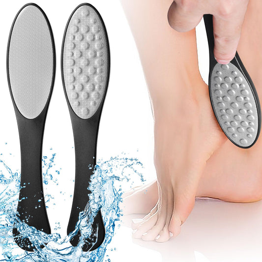AOZUO 2 Pcs Metal Foot File, Stainless Steel Foot Scraper, Double Sided Callus Remover for Feet, Professional Pedicure Rasp Feet Pedicure Tool for Men Women Cracked Heel and Dead Foot Skin(Black)