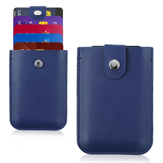 Bewudy Pull-Out Type Credit Card Holder Wallet, Stacked Leather RFID Blocking Credit Card Holder Card Cases, Multiple Card Slots Credit Card Organizer for Women Men (Navy Blue)