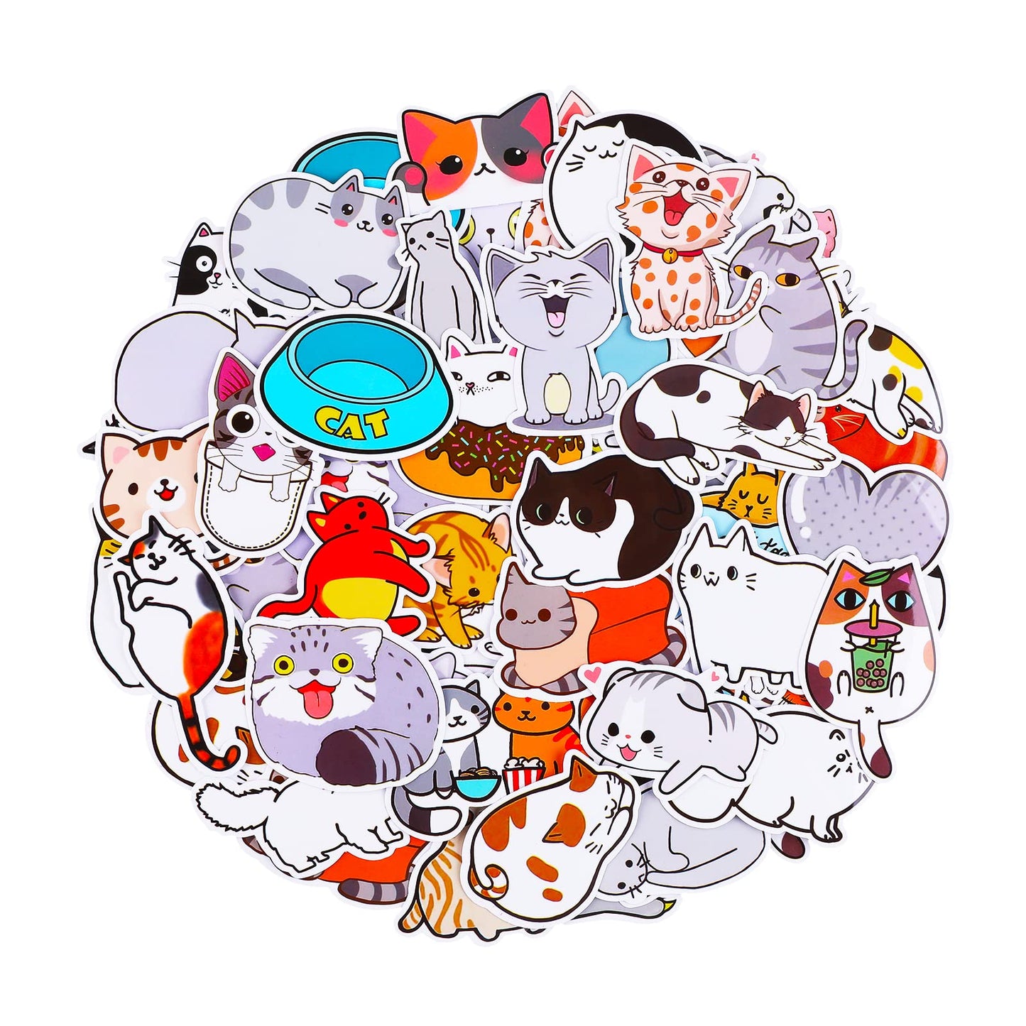 cobee Cute Cat Stickers, 100 Pieces Waterproof Cat Decal Kawaii Cartoon Sticker Water Bottles Stickers Teacher Reward Stickers Waterproof Decals for Laptop Luggage Skateboard Car Bike Phone Case