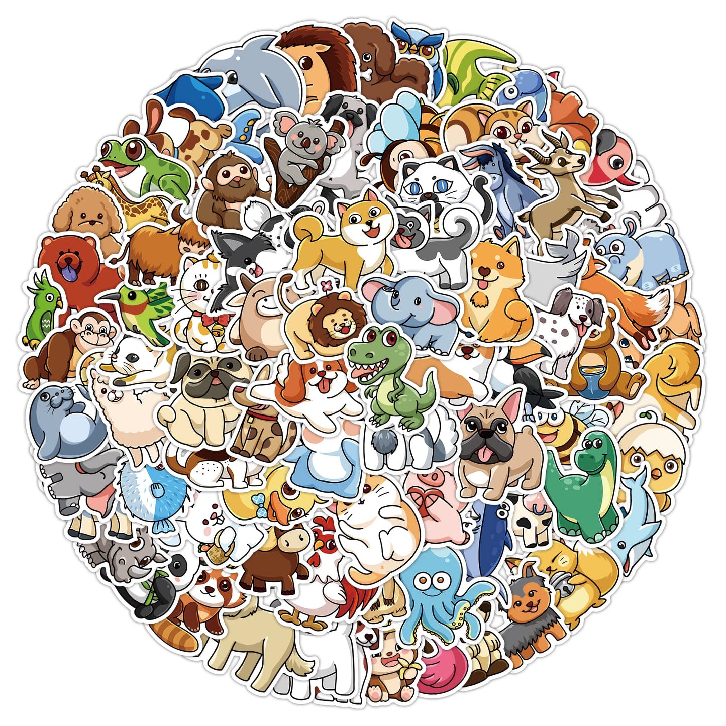 cobee 200PCS Cute Animal Stickers, Water Bottle Sticker Vinyl Waterproof Stickers for Laptop Decorative Cartoon Animal Decals DIY Decorations for Skateboard Computer Phone Guitar