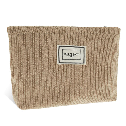 Jeffdad Cosmetic Bags for Women, Small Make Up Bag for Purse, Corduroy Makeup Bag with Zipper, Portable Travel Cosmetic Handbag Pouch Gifts for Women Girls Lady(Brown)
