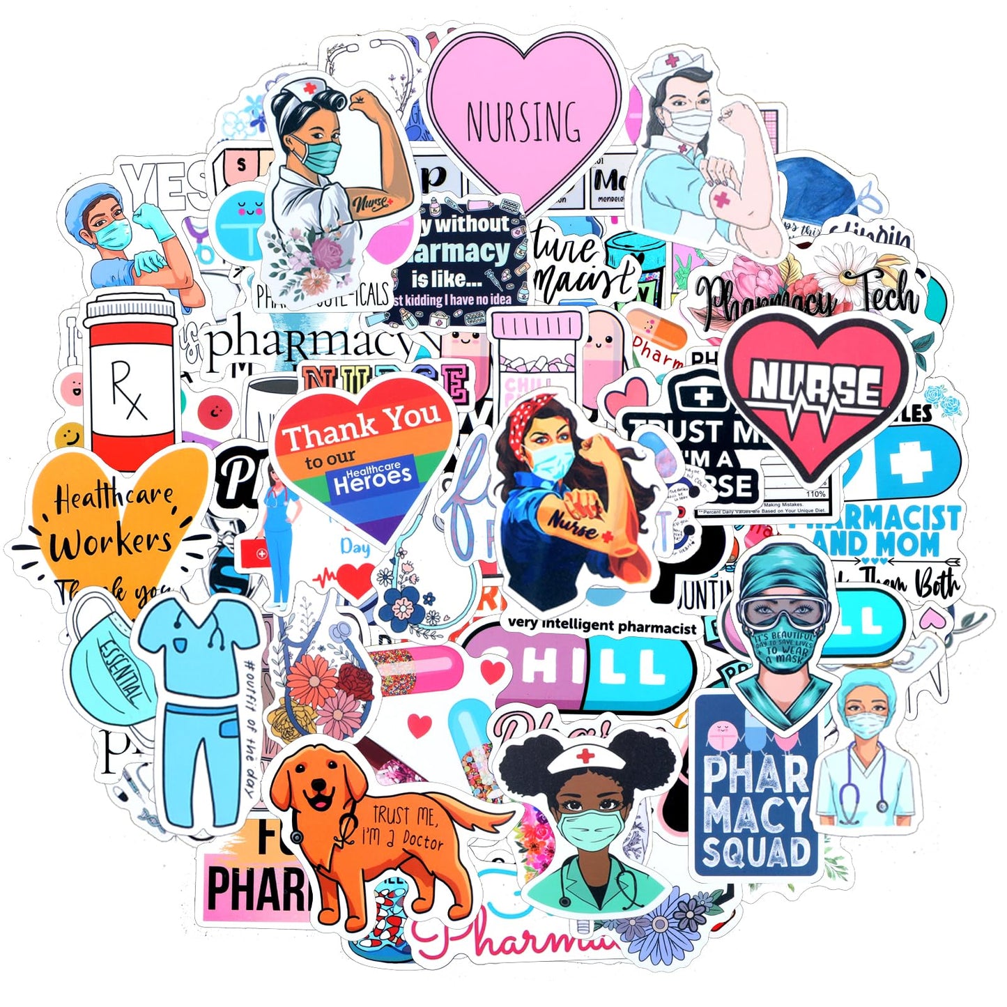 Andibro 100Pcs Nursing Stickers, Funny Medical Stickers Nursing Student Stickers Nursing Appreciation Planner Gifts Healthcare Worker Therapy Nursing Accessories for Water Bottles Medical Decals