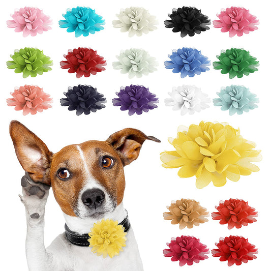 Molain Diameter 4 Inch Dog Collar Flowers Christmas Set Adjustable Pet Large Flower Bow Ties Attachment Multicolored Dog Charms Flower for Dog Collar Grooming Accessories XL (20 Pcs)