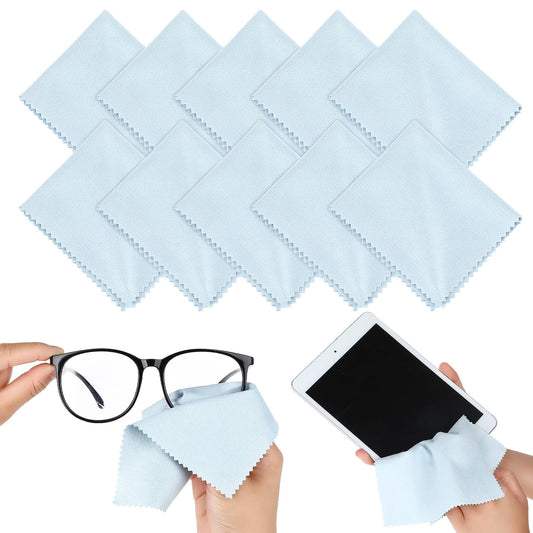 Andibro 10 Pcs Microfibre Glasses Cleaning Cloths, Soft Glasses Cleaner Cloth Lens Cleaning Cloth Reusable Eyeglasses Cleaning Tool for Camera Lens Cell Phone Screens Cleaner Accessories(Blue)