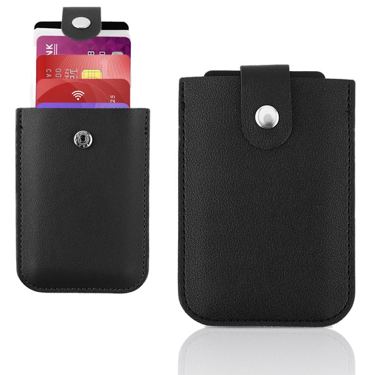 Bewudy Pull-Out Type Credit Card Holder Wallet, Stacked Leather RFID Blocking Credit Card Holder Card Cases, Multiple Card Slots Credit Card Organizer for Women Men(Black)
