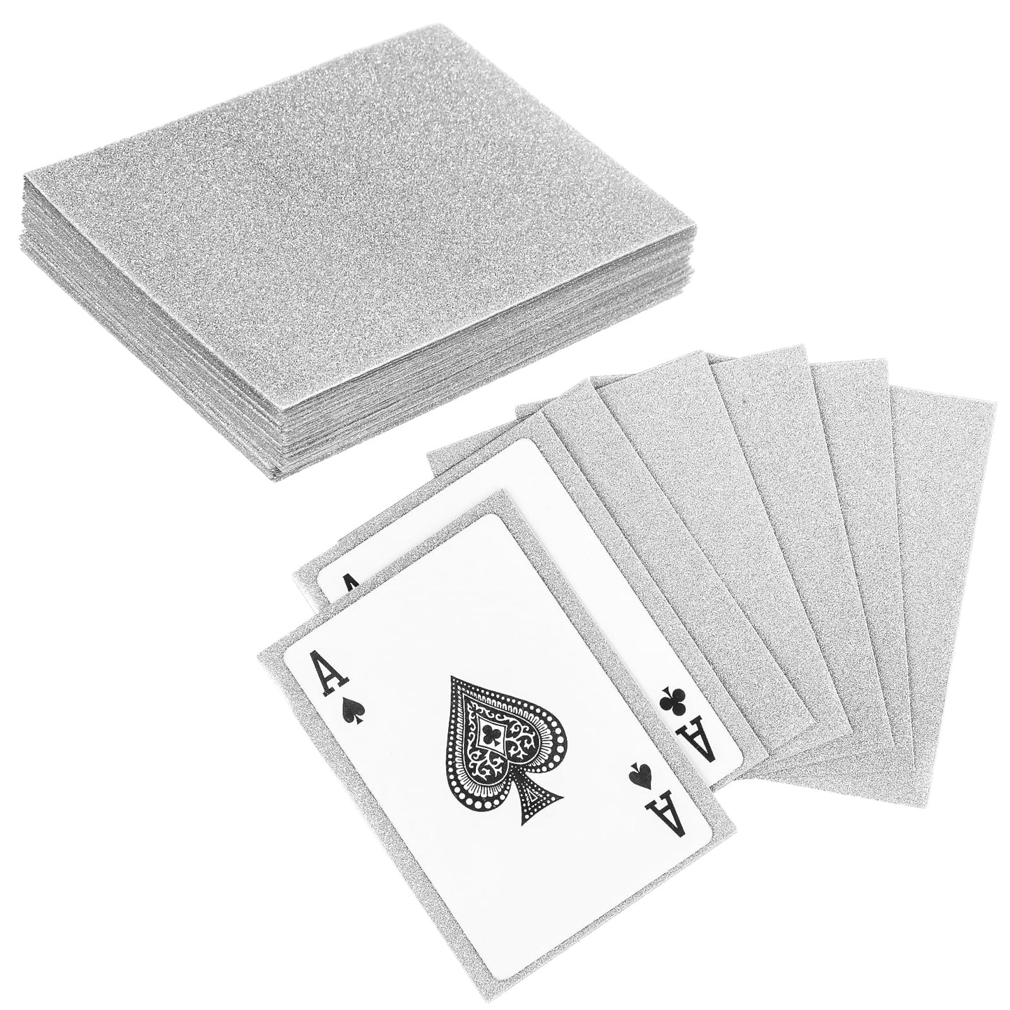Amabro 100PCS Card Sleeves, Penny Sleeves Bling Silver Trading Card Protector Sleeve Transparent Standard Card Sleeves