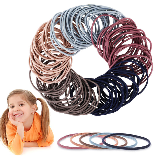 Amaxiu Nylon Hair Ties for Women, 100PCS Hair Bobbles No Damage for Thick Hair Elastic Hair Band Bulk Hair Ties Ponytail Holders Headbands Stretch Hair Bands Hair Accessories(5 Colors, 2mm)