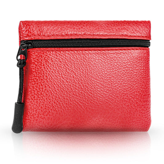 Andibro Vegan Leather Coin Purse, Coin Pouch for Women, Small Change Purse Credit Card Pouch Change Holder Coin Bag with Zip (Red)