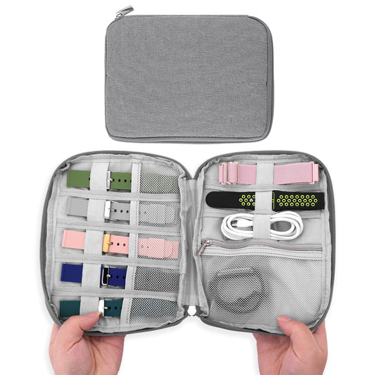 Amaxiu Portable Watch Band Case, Watch Strap Organizer Bag Waterproof Oxford Smart Watch Band Holder Carrying Case Compatible with All Watch Bands Travel Accessories(Grey)