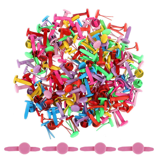 Giantree Pack of 200 Mini Brads Paper Clasps, Metal Round Head Clips Double-footed Corner Nails for Scrapbooking Letter Clips Crafts Decorations Children's Art DIY Projects (Color)