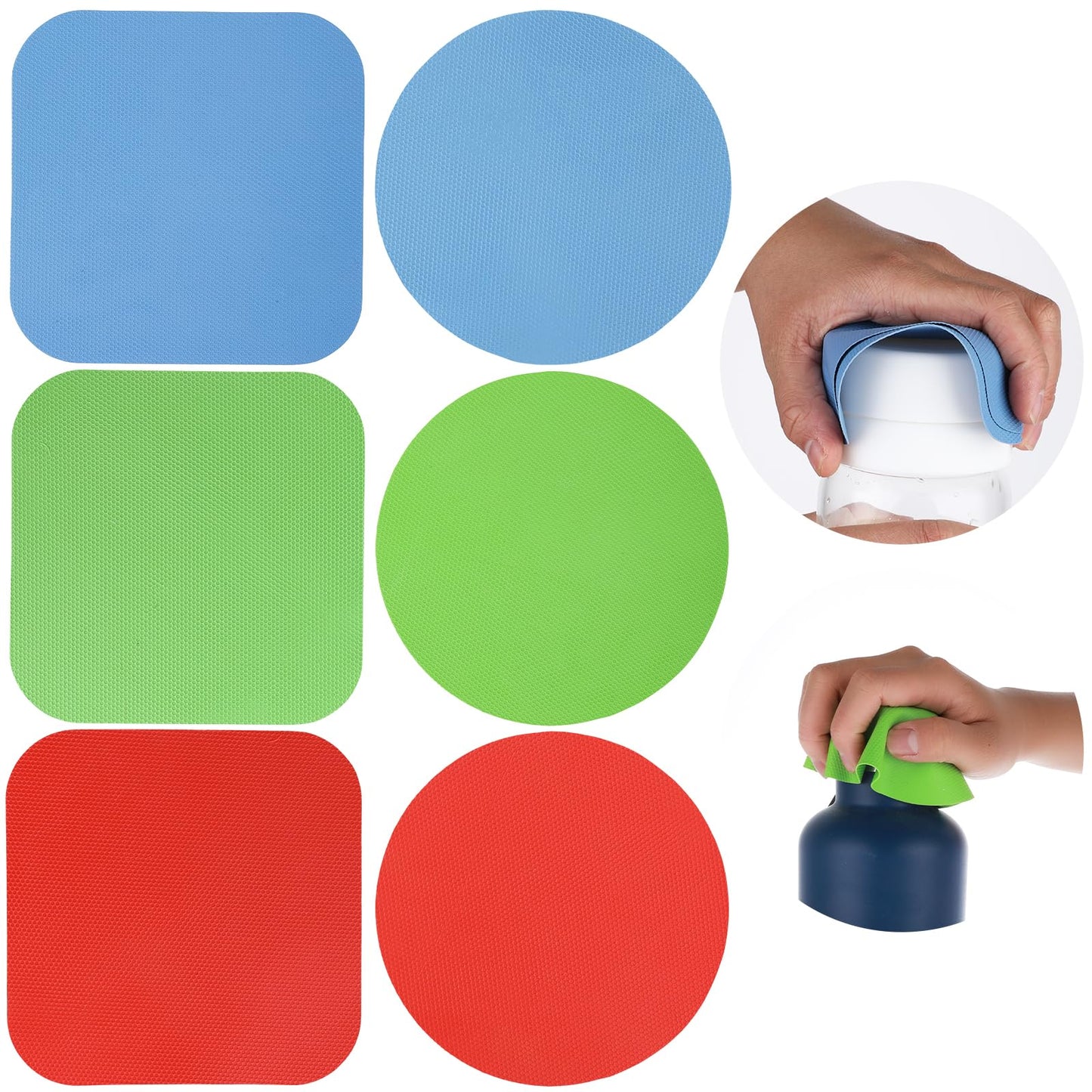 Bewudy 6 Pcs Jar Opener Gripper Pads, Rubber Non-Slip Spiral Bottle Mouth Jars Opener for Seniors Arthritis Weak Hand, Multi-Function Kitchen Coasters Pad