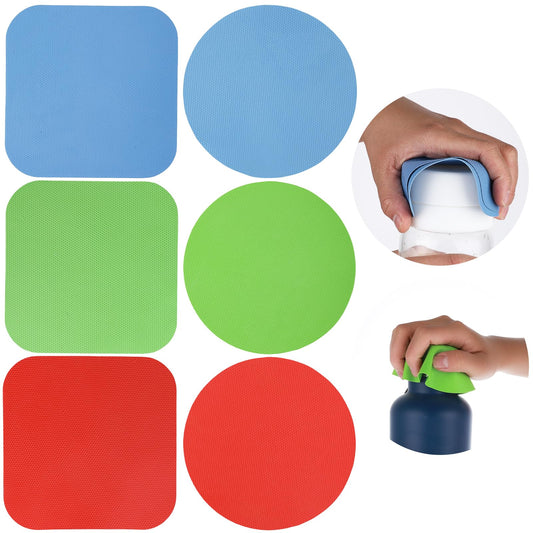 Bewudy 6 Pcs Jar Opener Gripper Pads, Rubber Non-Slip Spiral Bottle Mouth Jars Opener for Seniors Arthritis Weak Hand, Multi-Function Kitchen Coasters Pad