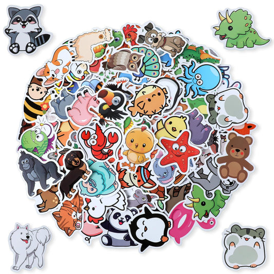 Molain Animal Stickers Pack,100PCS Cute Animal Stickers for Kids, Water Bottle Stickers, Waterproof Vinyl Stickers Zoo Stickers for Laptop, Skateboard, Phone, Guitar, Cars, Bumper, Scrapbook(A)