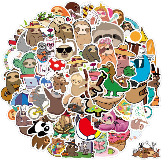 Amaxiu 100Pcs Cute Sloth Stickers, Kawaii Animal Decals Waterproof Cartoon Stickers Vinyl Water Bottles Stickers Sloth Lovers Gifts for DIY Decoration Scrapbook Luggage