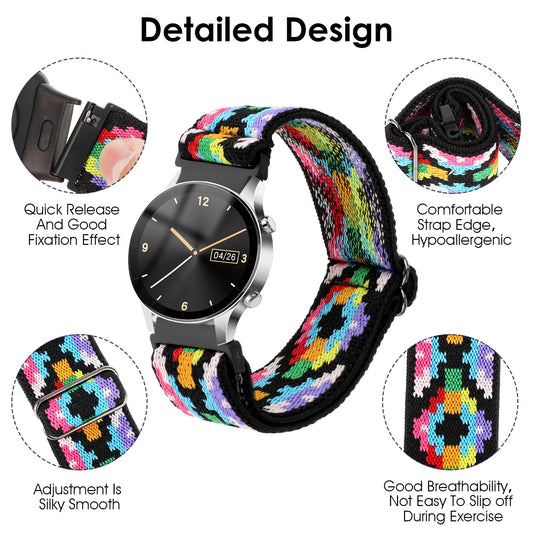 Andibro 3pcs Elastic Smart Watch Band, Compatible with 20mm Watch Strap Release Replacement Wristband Adjustable Nylon Solo Loop Straps Fabric Braided Sport Stretchy Bands for Men Women(C,20mm)