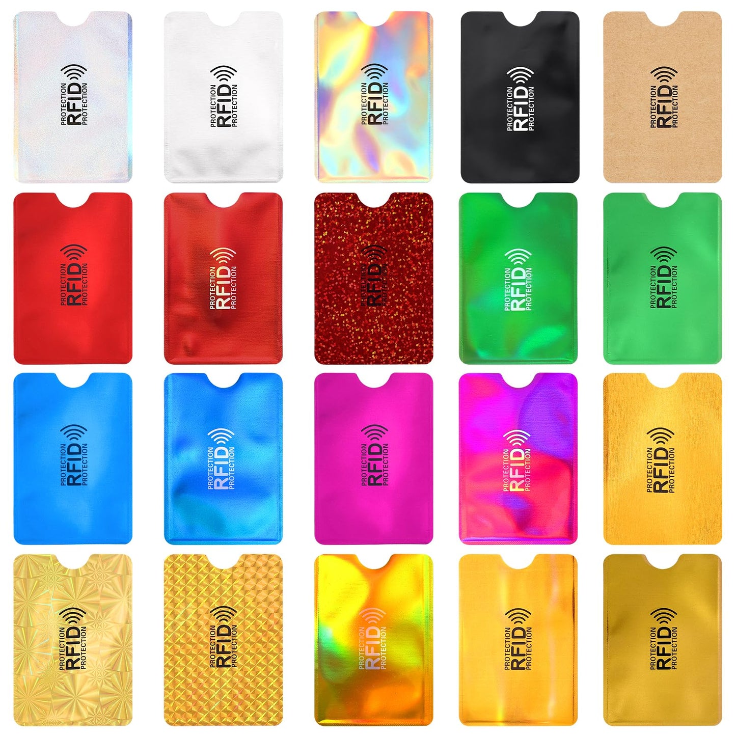 Yuanchu 10pcs RFID Blocking Sleeves, RFID Card Protector Holder Credit Card Sleeves Identity Theft Prevention for Women Men, 20 Pcs, Classic
