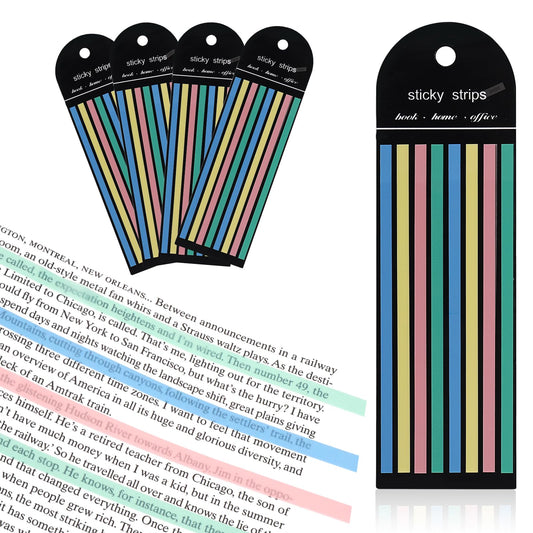 Bewudy 640PCS Highlighter Tape Set,4 Packs Transparent Sticky Notes,Writable Long Page Markers Tabs for Notebooks,Multi-Colored Book Flags Tabs Strip Index Tabs,Office School Supplies (Morandi)
