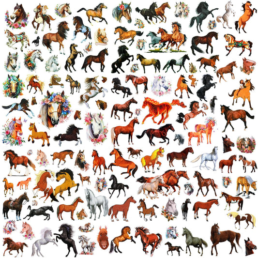 Amabro 8 Sheets Horse Temporary Tattoos for Kids, Waterproof Horse Tattoos Birthday Party Supplies Horse Themed Party Favors Realistic Fake Horse Stickers Party Decorations for Boys Girls