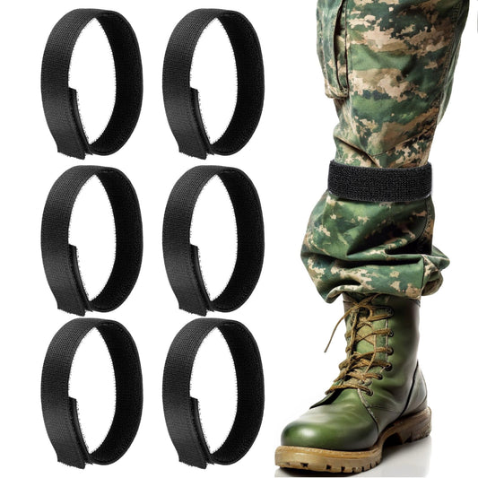 Giantree 6/2 Pcs Elastic Boot Straps, Black Ankle Strap Boot Blousers Boot Straps for Cowboy Boots Elastic Military Boot Straps for Gardening Hiking Cycling Fishing Hunting Running (Black, 6)