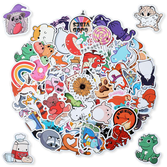 Molain Animal Stickers Pack,100PCS Cute Animal Stickers for Kids, Water Bottle Stickers, Waterproof Vinyl Stickers Zoo Stickers for Laptop, Skateboard, Phone, Guitar, Cars, Bumper, Scrapbook(B)