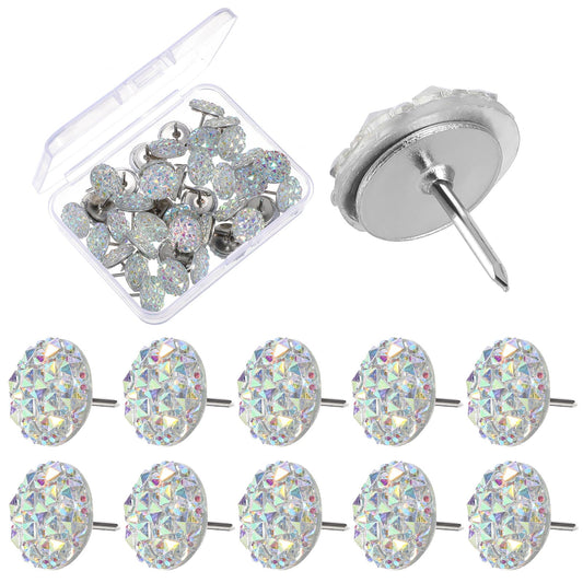 Molain 40 Pcs Diamond Push Pins Glitter Rhinestone Thumb Resin Decorative Thumb Tacks for Wall Hangings Bulletin Board Cork Board Posters