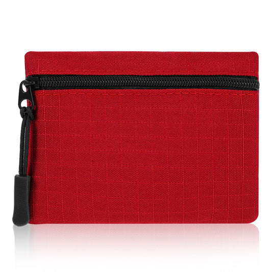 Andibro Mini Canvas Coin Purse, Small Change Pouch, Portable Change Purse with Zipper Coin Pouch Mini Change Bags for Women(Red)