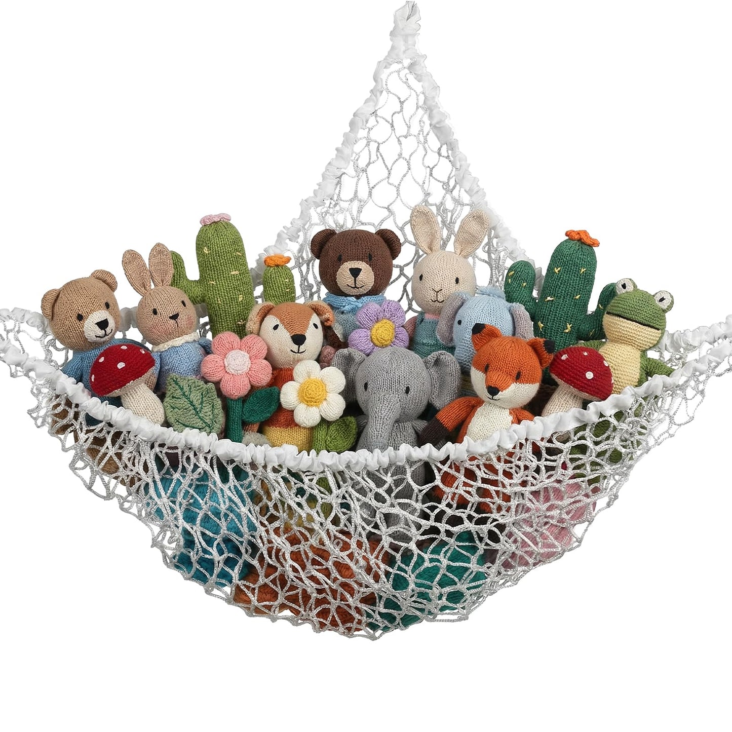 WJIAAA Cuddly Toy Net, 1 Piece White Hammock for Plush Toy Storage, Nursery Decoration & Toy Net Organiser, with 3 Installation Tools, Polyester