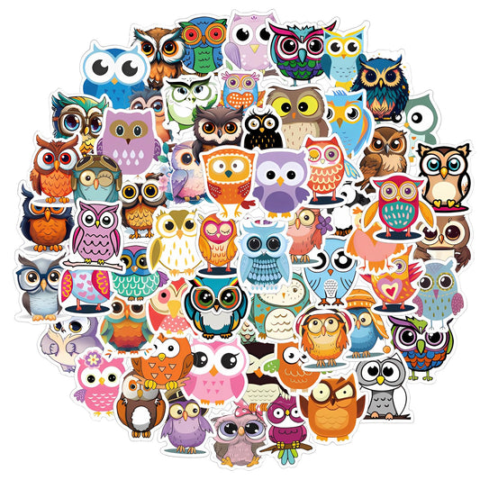 Giantree 60 Pcs Vivid Owl Stickers for Owl Lovers, PVC Owl Waterproof Stickers Cute Realistic Animals Stickers for Kids Water Bottle Phone Case Laptop Scrapbook Skateboard Helmet Owl House Decoration
