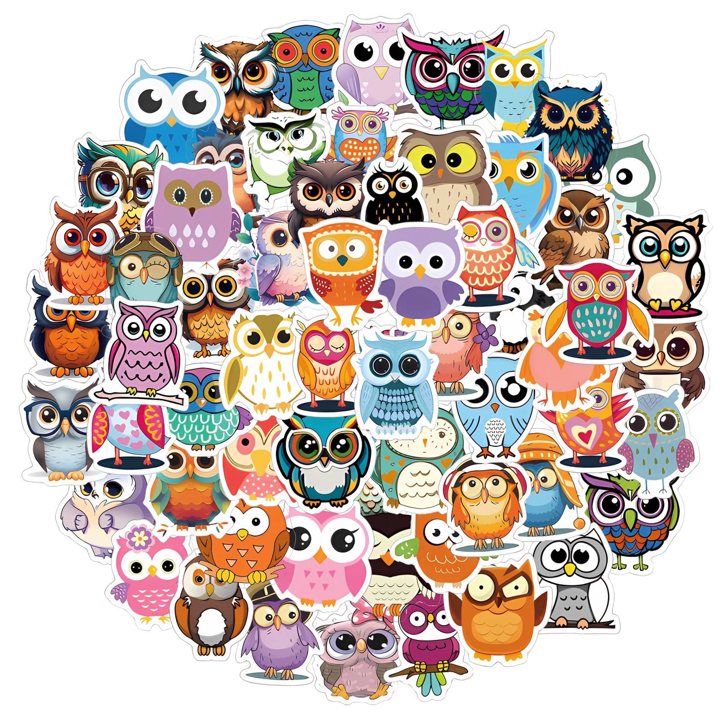 Giantree 60 Pcs Vivid Owl Stickers for Owl Lovers, PVC Owl Waterproof Stickers Cute Realistic Animals Stickers for Kids Water Bottle Phone Case Laptop Scrapbook Skateboard Helmet Owl House Decoration