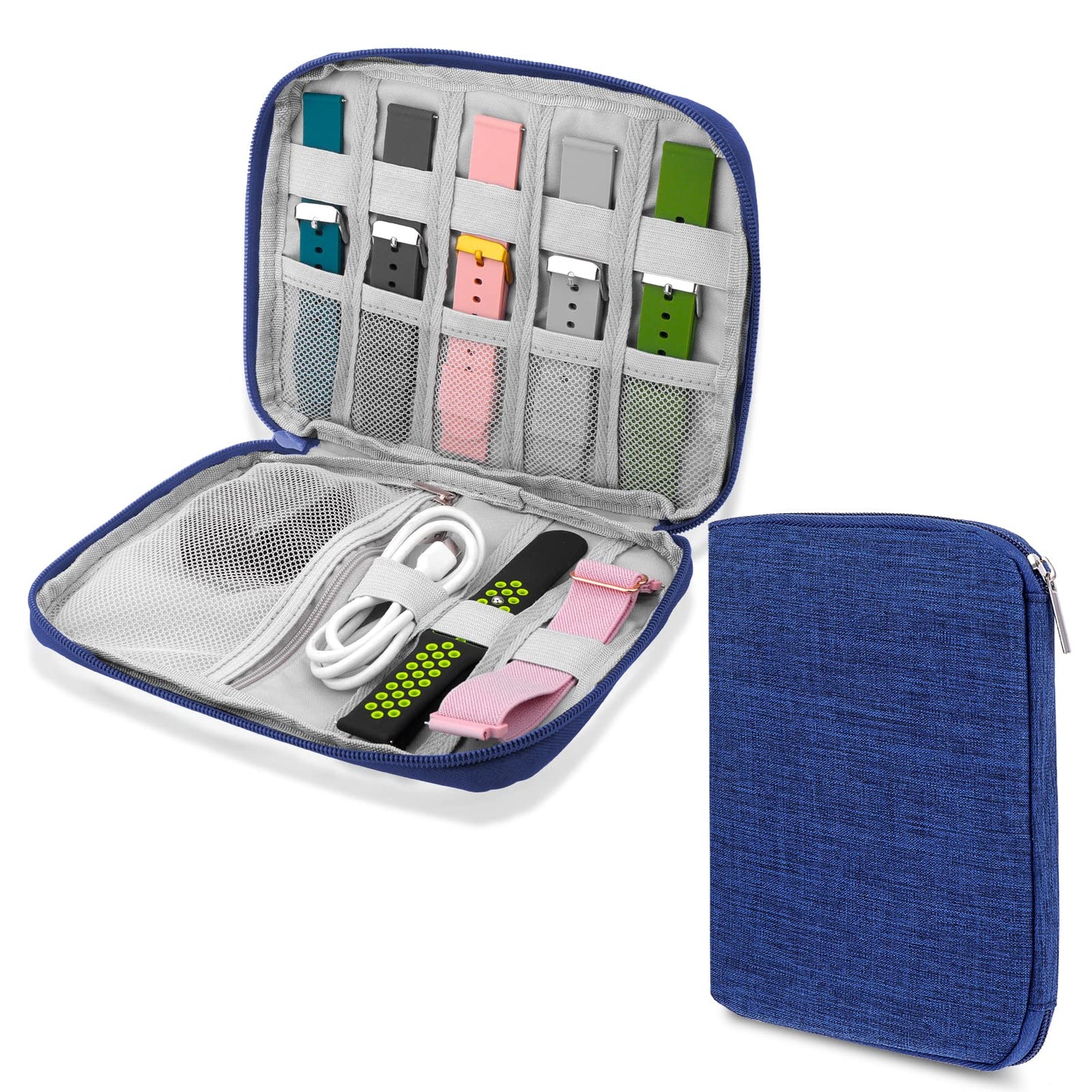 cobee Watch Band Organizer Bag, Watch Straps Storage Case Waterproof Watch Band Holder Smart Watch Band Box Watch Straps Carrying Case Compatible with All Watch Bands and Accessories (Blue)