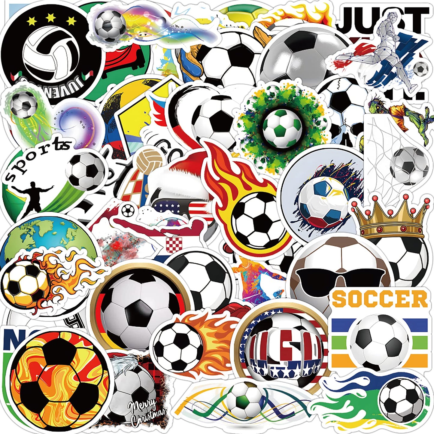 cobee Soccer Stickers, Football Sports Decals Waterproof Vinyl Sticker Aesthetic Trendy Sticker Water Bottle Stickers Soccer Gift for Laptop Luggage Journal Bumper(100 Pcs)
