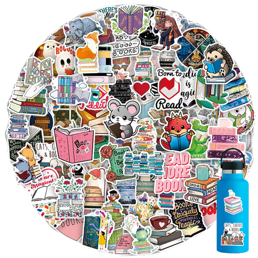 cobee Book Stickers, 100PCS Reading Stickers Library Sticker Bookish Sticker Book Lovers Gifts Waterproof Vinyl Decals for Laptops Water Bottle Computer Refrigerators Luggage Phone Cases Bicycles