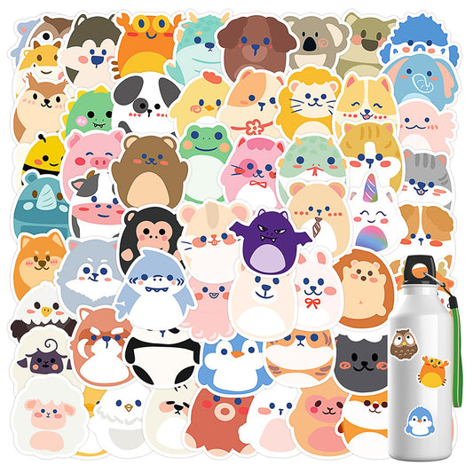 Andibro 60Pcs Colorful Animal Stickers Pack, Cute Vinyl Waterproof Stickers Cartoon Aesthetic Decals for Journaling Scrapbooking Water Bottles Laptop Sticker