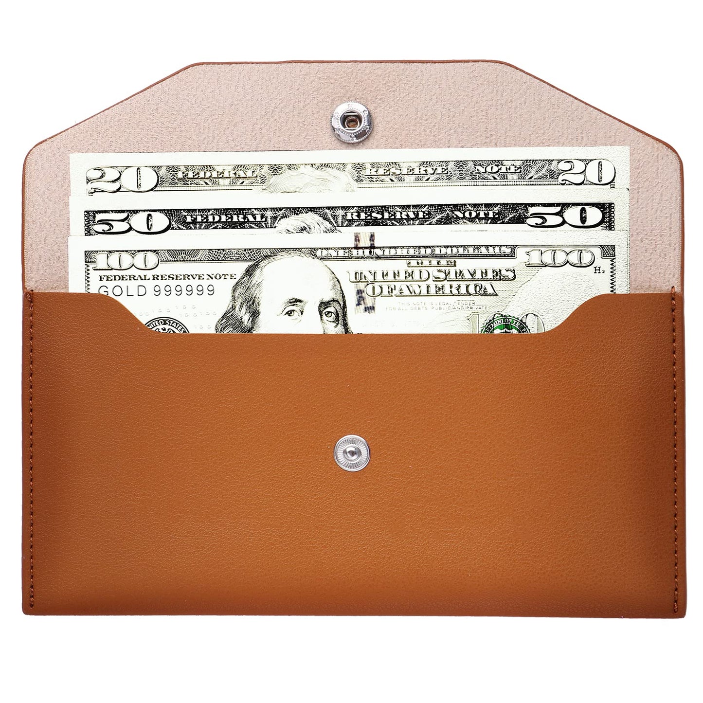 Cobee PU Leather Money Wallets for Cash, Waterproof Money Cash Envelope Budget Envelope Purse Reusable Cash Envelopes Wallets for Women Girls(Brown)