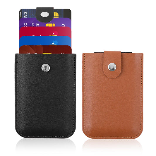 Jeffdad 2 Pcs Personalized Pull-Out Card Organizer for Women, PU Leather Minimalist Wallets Travel Wallet Anti Theft, Pocket Wallet Credit Card Holder for Men Women(Black and Brown)