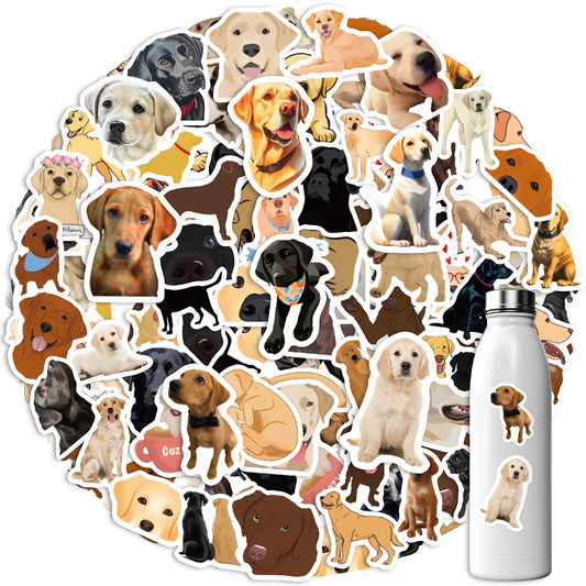 Amabro 60 PCS Cute Dog Stickers, Labrador Dog Kawaii Animal Stickers Waterproof Vinyl Funny Pet Dog Stickers for Kids Adults Teens Gifts Laptop Water Bottle Phone Puppy Birthday Party